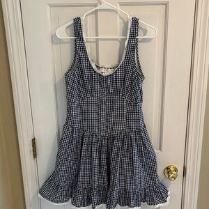 Love shack Fancy blue and white Gingham Dress size 8 worn once